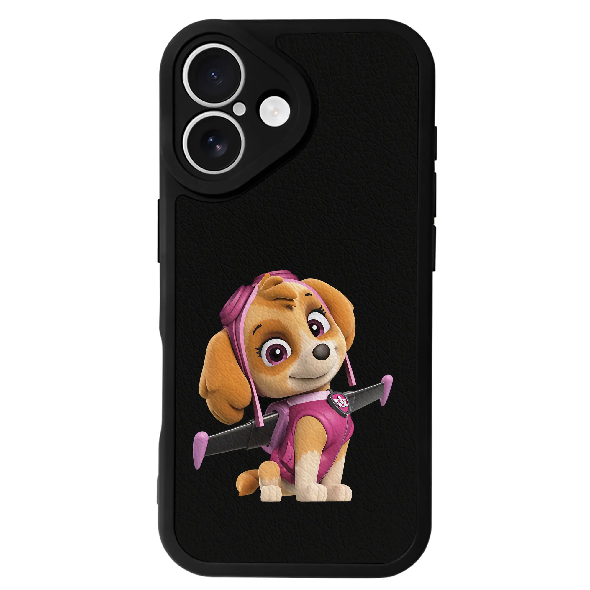 パウ・パトロール グッズ,スカイ - IPhone 16シリーズ対応 ・ シリコンスマホケース ・ レザー調 ・ 高精度フィット ・ 耐衝撃 ・ ワイヤレス充電対応 ・ 精密カット